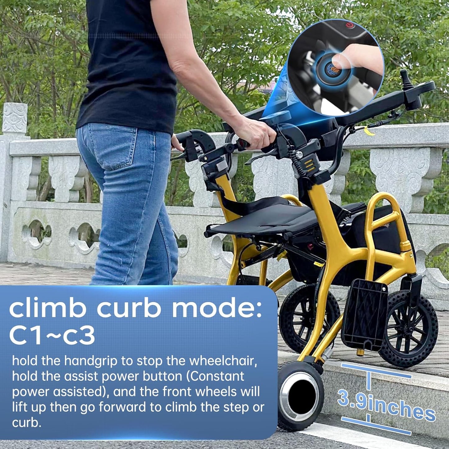 ZUBU 3 in 1 electric rollator walker with seat wheelchair gold