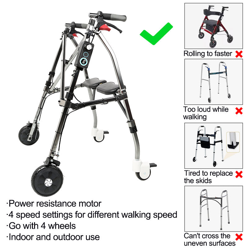 Power resistance Walker with speed control for elderly people