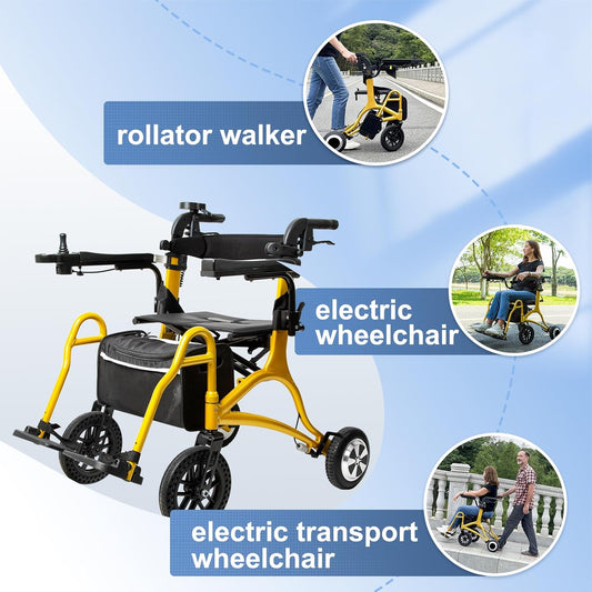 ZUBU 3 in 1 electric rollator walker with seat wheelchair gold